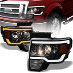 09-14 Ford F-150 Black Projector Headlights Sequential LED - FDPU09DS.06
