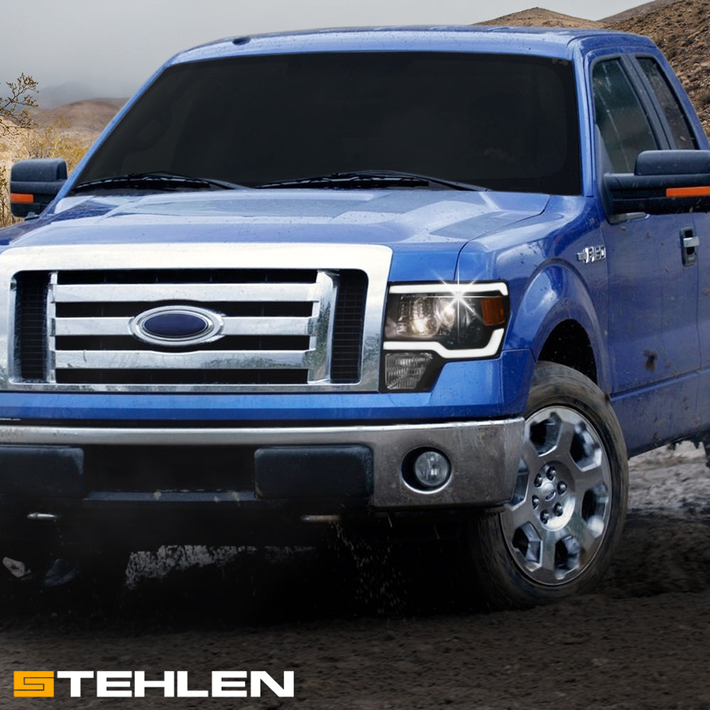 09-14 Ford F-150 Black Projector Headlights Sequential LED - FDPU09DS.06