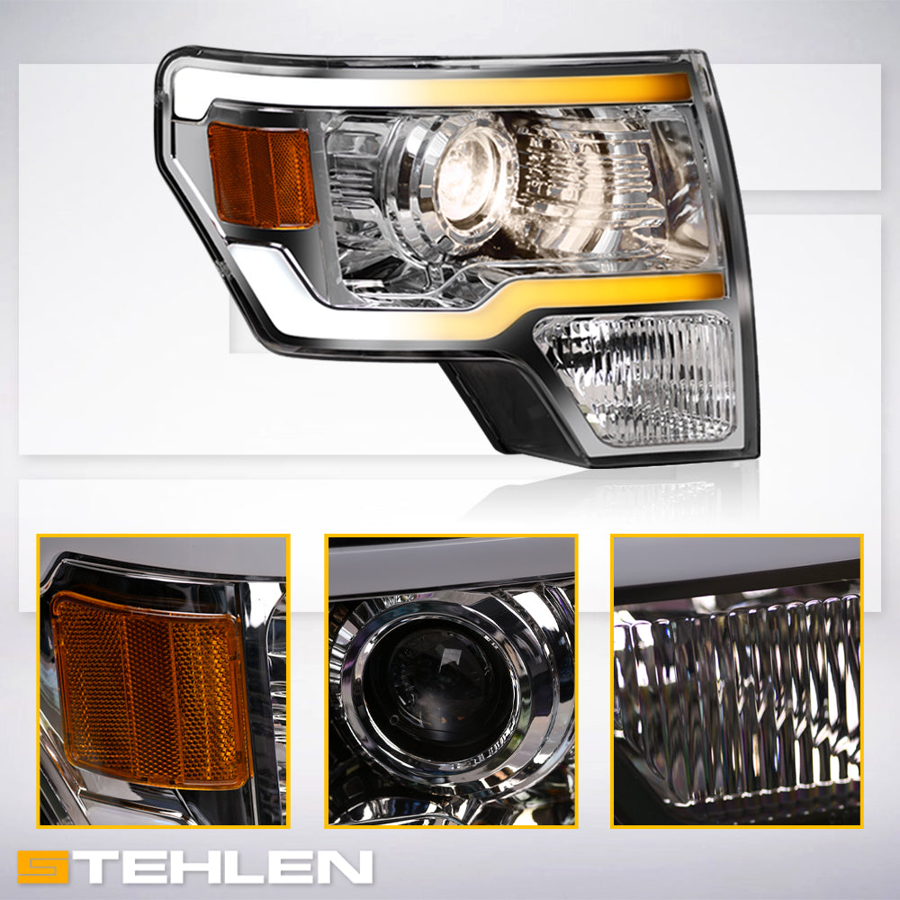 09-14 Ford F-150 Chrome Projector Headlights Sequential LED Signal
