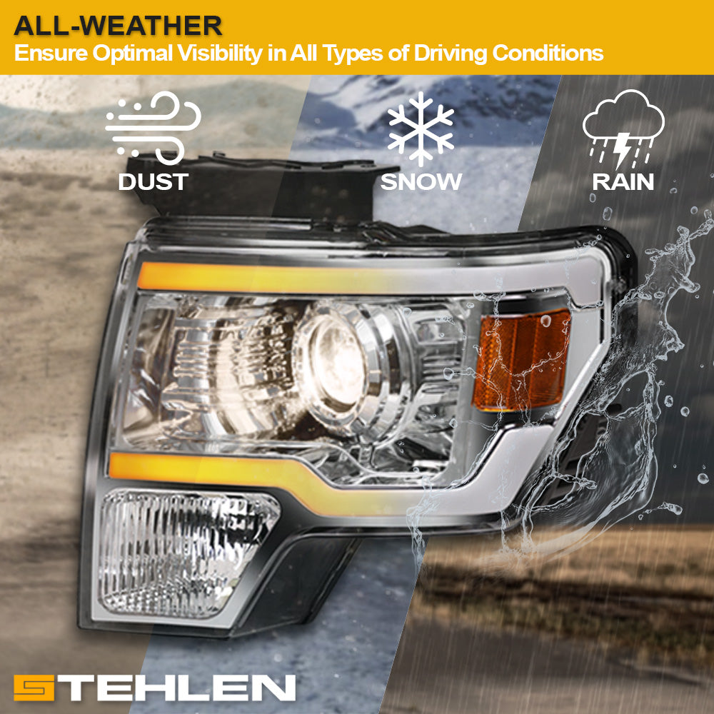 09-14 Ford F-150 Chrome Projector Headlights Sequential LED Signal
