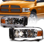 02-05 Dodge Ram Chrome Projector Headlights w/ LED Light Bar