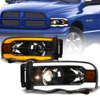 02-05 Dodge Ram Projector Headlights Sequential LED Turn Signal - Black