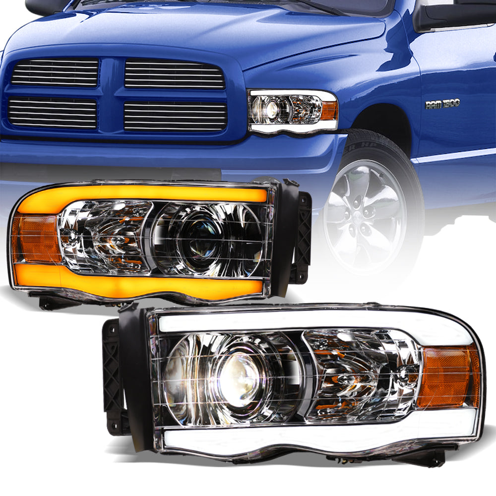 02-05 Dodge Ram Projector Headlights Sequential LED Turn Signal Chrome