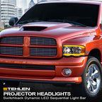 02-05 Dodge Ram Projector Headlights Sequential LED Turn Signal Chrome