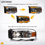 02-05 Dodge Ram Projector Headlights Sequential LED Turn Signal Chrome