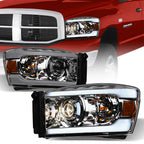 06-08 Dodge Ram Chrome Projector Headlights w/ LED Light Bar