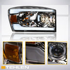 06-08 Dodge Ram Chrome Projector Headlights w/ LED Light Bar