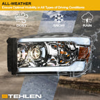 06-08 Dodge Ram Chrome Projector Headlights w/ LED Light Bar