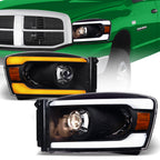 06-08 Dodge Ram Sequential LED Projector Headlights - Black