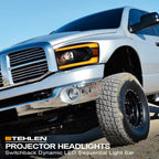 06-08 Dodge Ram Sequential LED Projector Headlights - Black