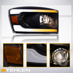 06-08 Dodge Ram Sequential LED Projector Headlights - Black