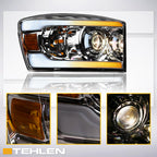 06-08 Dodge Ram Sequential LED Projector Headlights Chrome - DGPU06DS