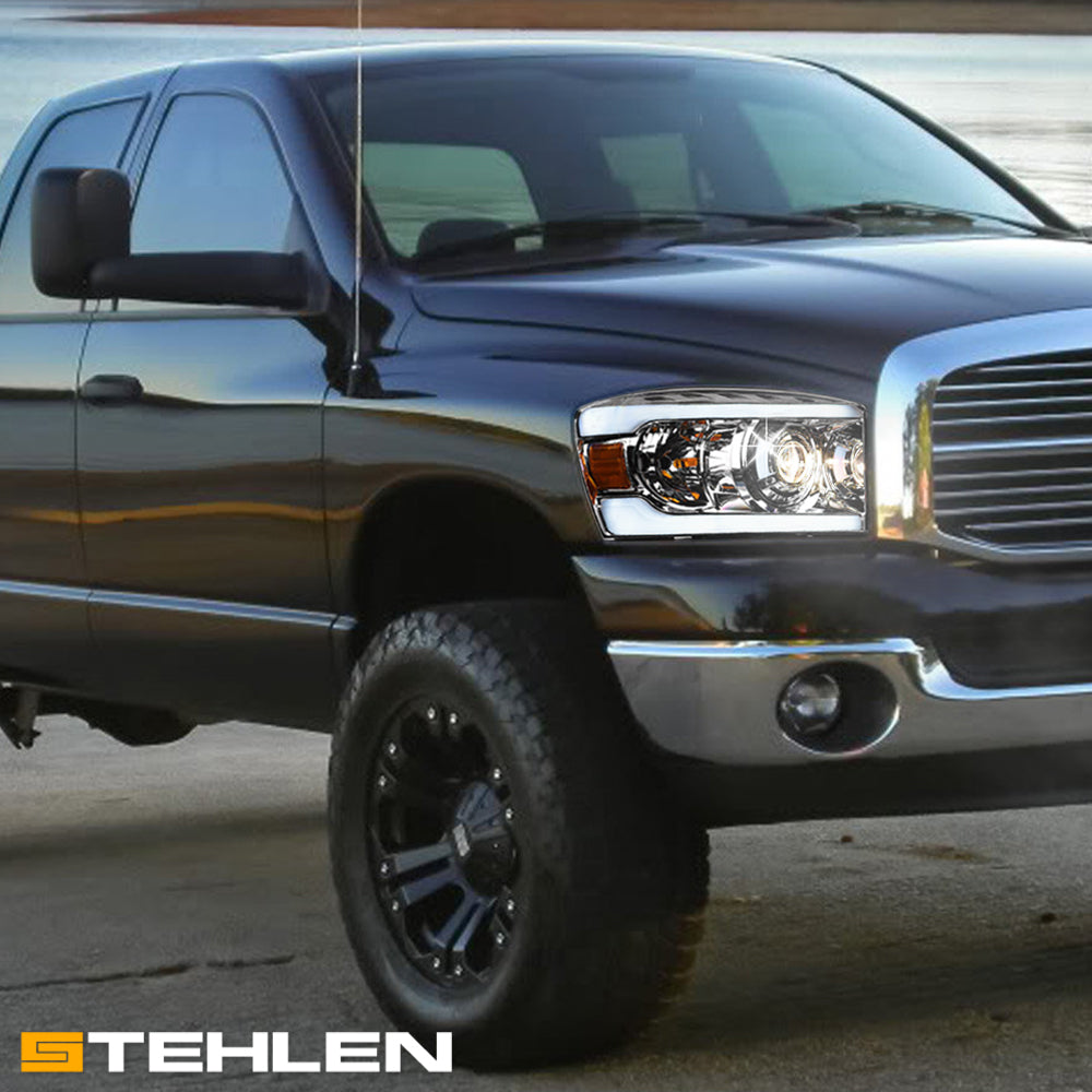 06-08 Dodge Ram Sequential LED Projector Headlights Chrome - DGPU06DS