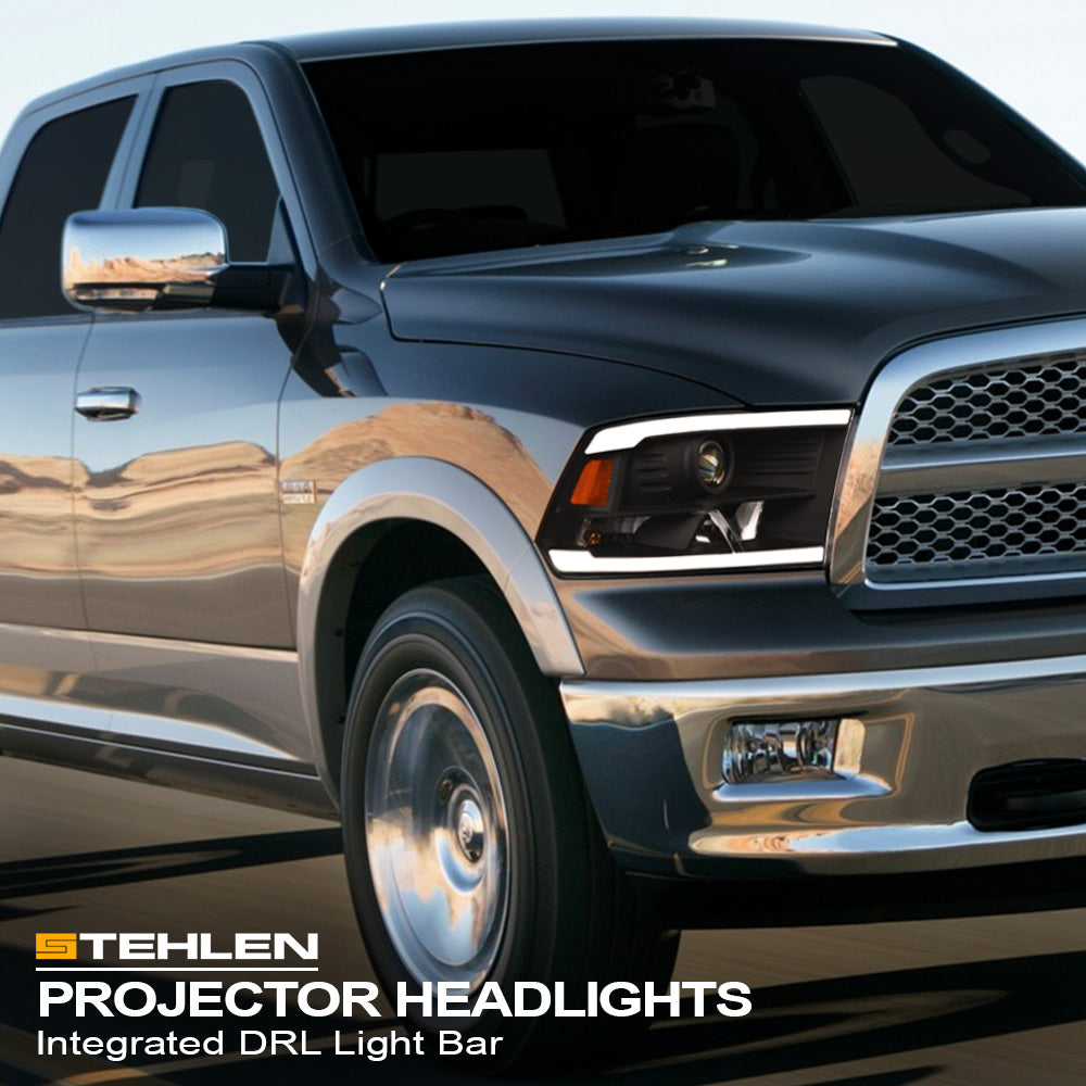 2009-2024 Dodge Ram 1500 2500 3500 Projector Headlights LED - Black