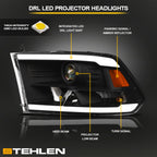 2009-2024 Dodge Ram 1500 2500 3500 Projector Headlights LED - Black