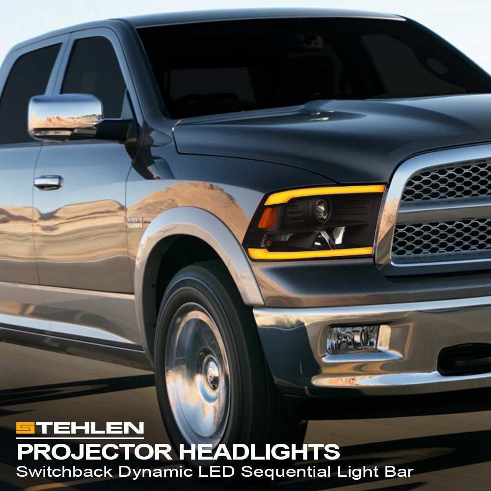 2009-2024 Dodge Ram 1500 2500 3500 Projector Headlights - Black