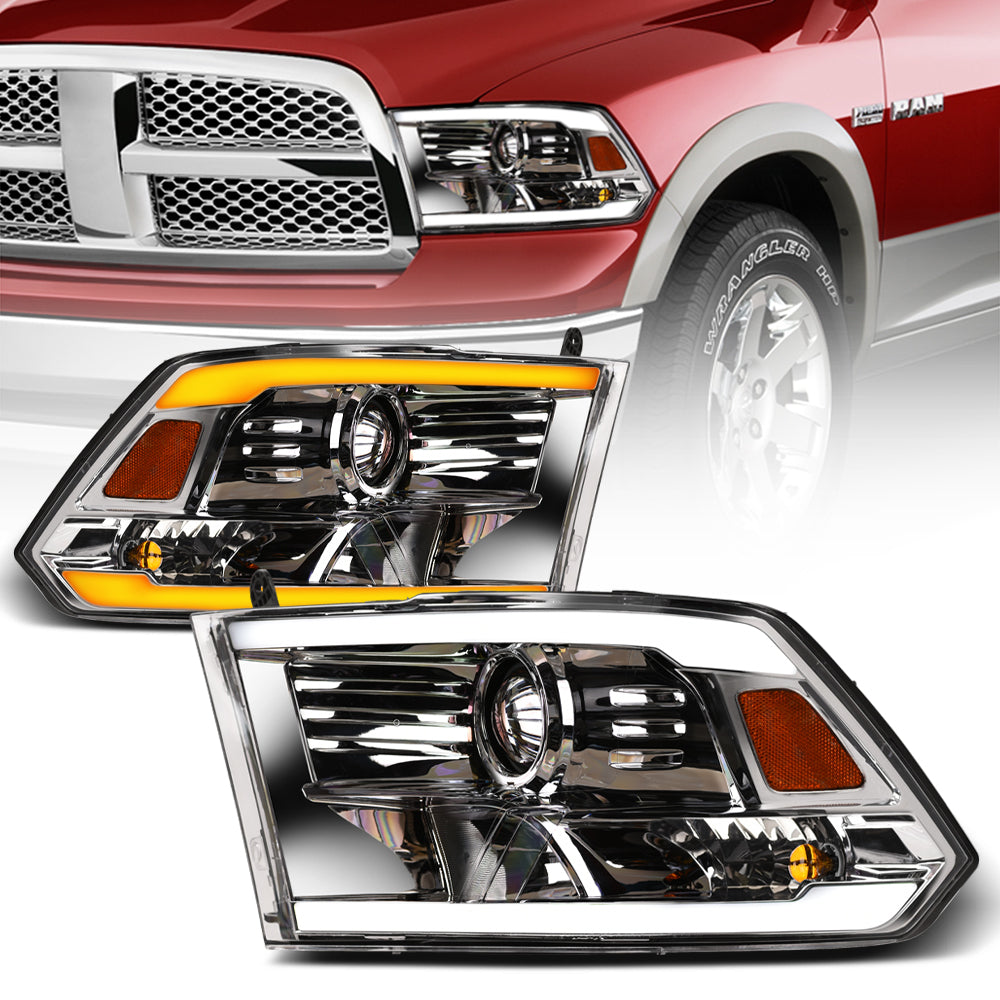 2009-2024 Dodge Ram 1500 2500 3500 Projector Headlights Sequential LED - Chrome