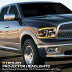 2009-2024 Dodge Ram 1500 2500 3500 Projector Headlights Sequential LED - Chrome