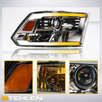 2009-2024 Dodge Ram 1500 2500 3500 Projector Headlights Sequential LED - Chrome