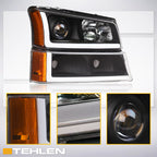 2002-2007 Chevrolet Silverado Avalanche Projector Headlights LED Black