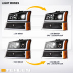 2002-2007 Chevrolet Silverado Avalanche Projector Headlights LED Black