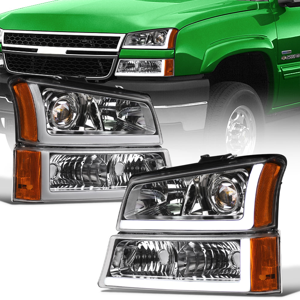 2002-2007 Chevrolet Silverado/Avalanche Projector Headlights & Parking Lights Chrome