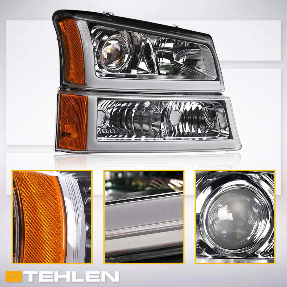2002-2007 Chevrolet Silverado/Avalanche Projector Headlights & Parking Lights Chrome