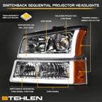 2002-2007 Chevrolet Silverado Avalanche Projector Headlights Chrome