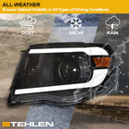 05-11 Toyota Tacoma Black Projector Headlights w/ LED Light Bar