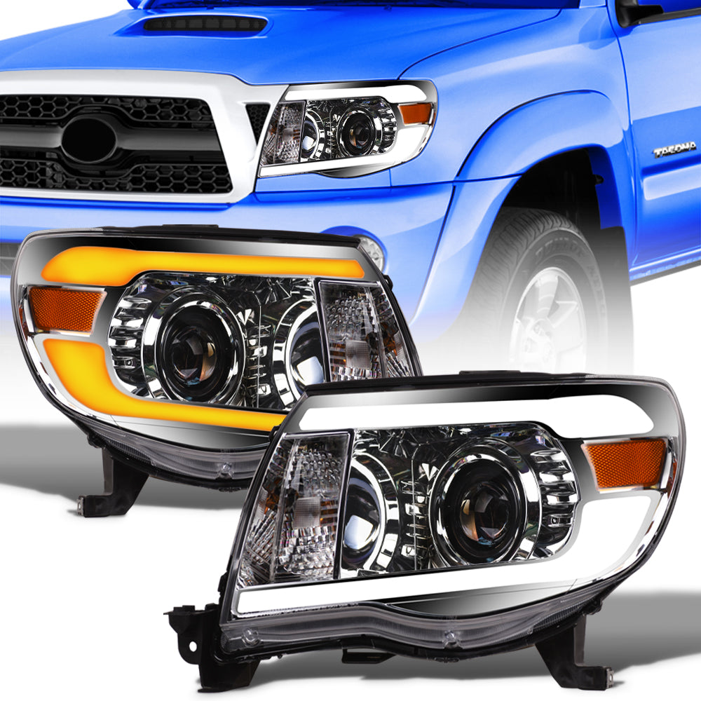 05-11 Toyota Tacoma Projector Headlights Sequential LED Chrome