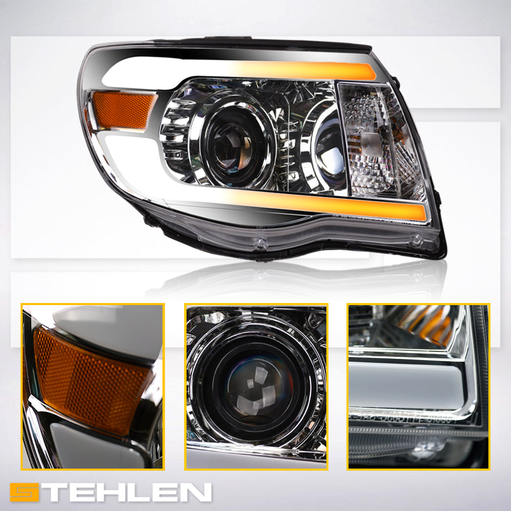 05-11 Toyota Tacoma Projector Headlights Sequential LED Chrome