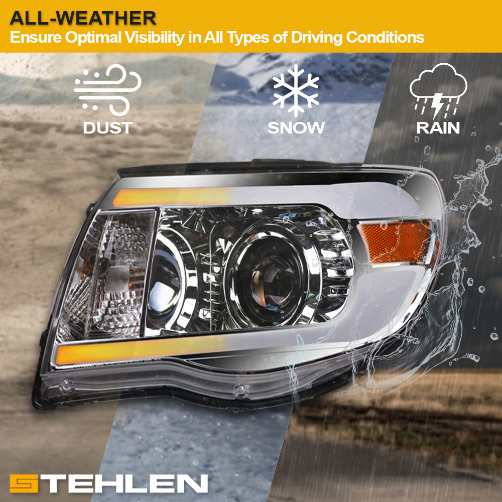 05-11 Toyota Tacoma Projector Headlights Sequential LED Chrome