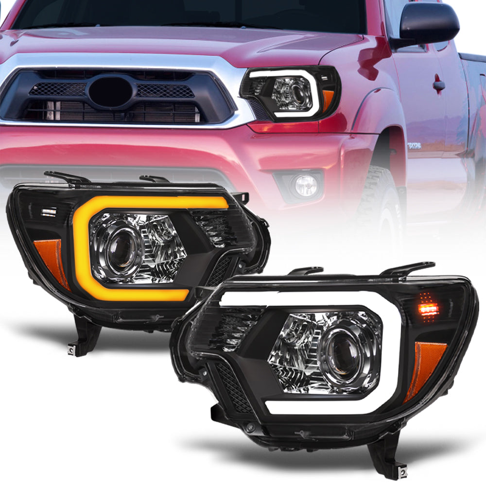 2012-2015 Toyota Tacoma Projector Headlights Sequential LED - Black