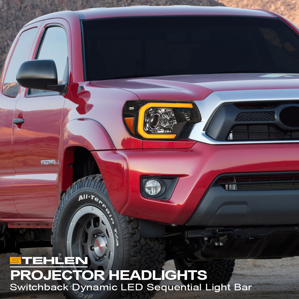 2012-2015 Toyota Tacoma Projector Headlights Sequential LED - Black