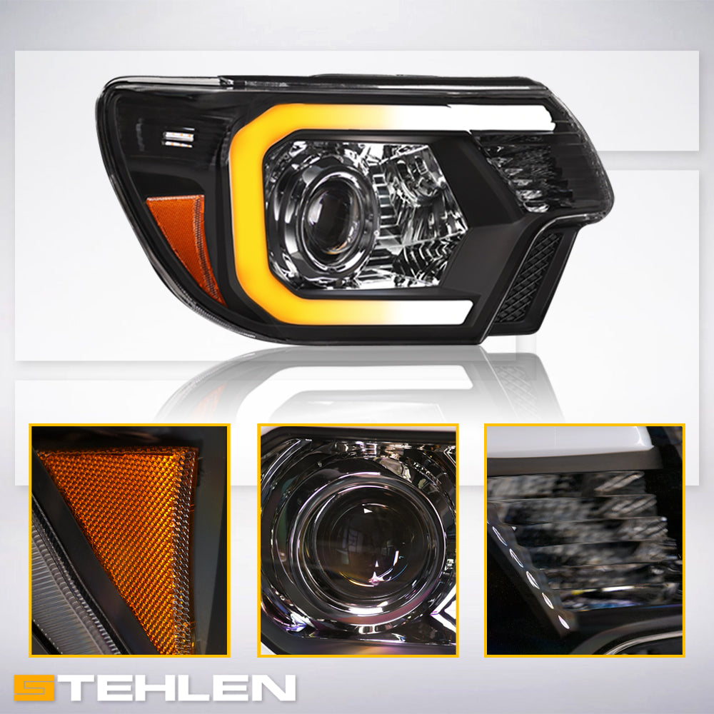 2012-2015 Toyota Tacoma Projector Headlights Sequential LED - Black