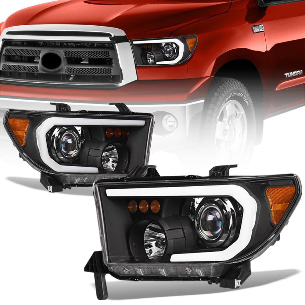 2007-2017 Toyota Tundra Sequoia Projector Headlights LED Halo - Black
