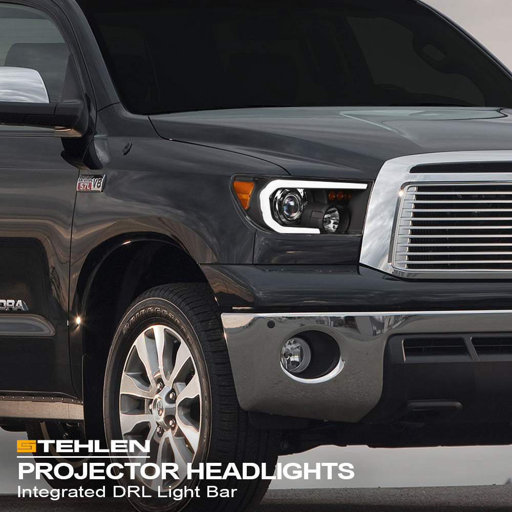 2007-2017 Toyota Tundra Sequoia Projector Headlights LED Halo - Black