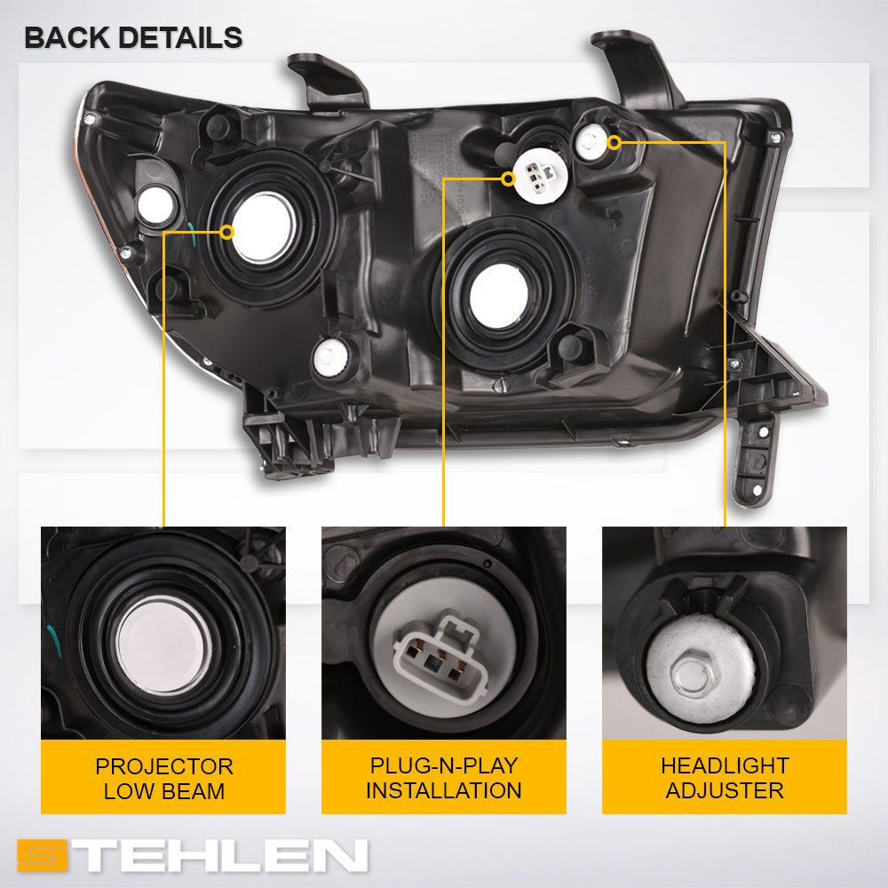 2007-2017 Toyota Tundra Sequoia Projector Headlights LED Halo - Black
