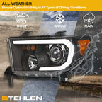2007-2017 Toyota Tundra Sequoia Projector Headlights LED Halo - Black