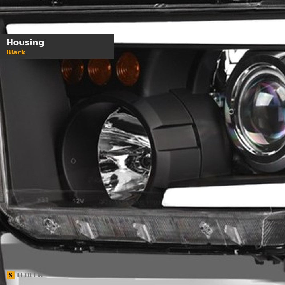 2007-2013 Toyota Tundra & 2008-2017 Sequoia Projector Headlights w/ Sequential LED Bar — Black — detail