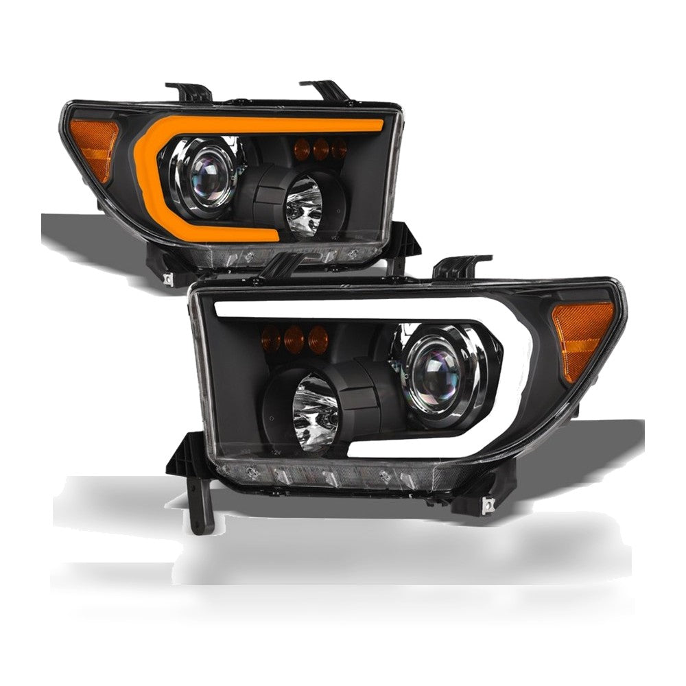 2007-2013 Toyota Tundra & 2008-2017 Sequoia Projector Headlights w/ Sequential LED Bar — Black — product view