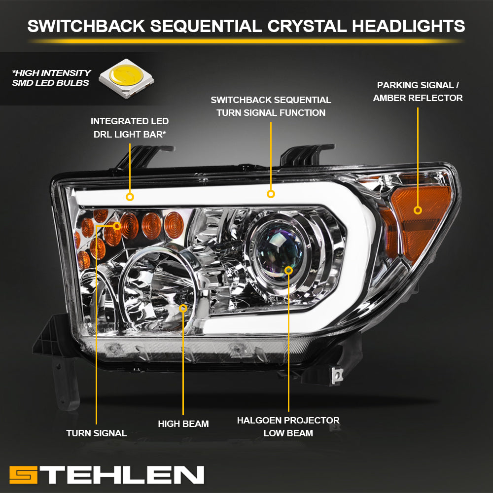 2007-2017 Toyota Tundra Sequoia Projector Headlights LED - TYTD07DS
