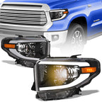 14-21 Toyota Tundra Projector Headlights LED Halo & Light Bar - Black