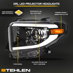 14-21 Toyota Tundra Projector Headlights LED Halo & Light Bar - Black