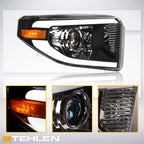 14-21 Toyota Tundra Projector Headlights LED Halo & Light Bar - Black