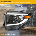 14-21 Toyota Tundra Projector Headlights LED Halo & Light Bar - Black