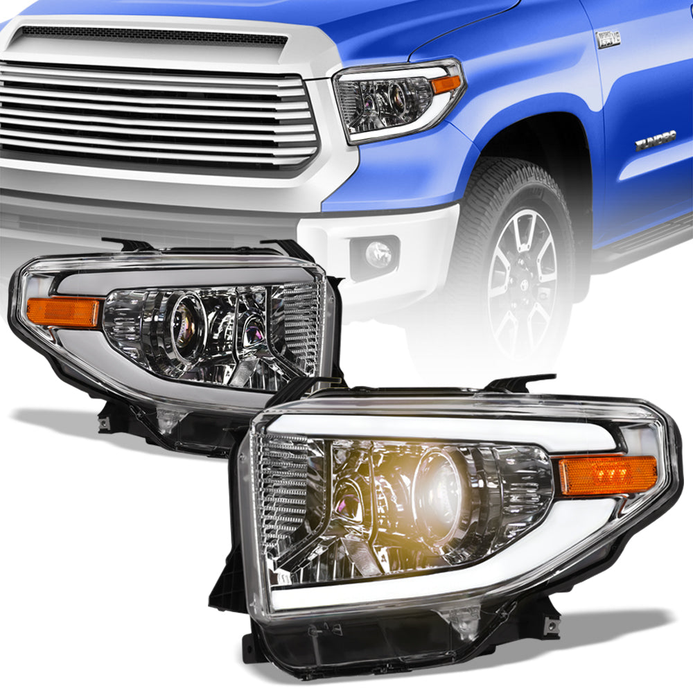 2014-2021 Toyota Tundra LED Halo Projector Headlights Chrome