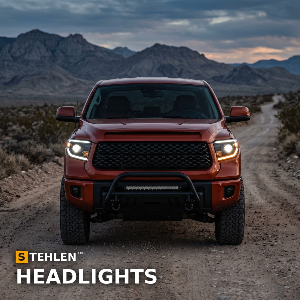 2014-2021 Toyota Tundra Projector Headlights w/ Sequential LED Bar — Black — installed