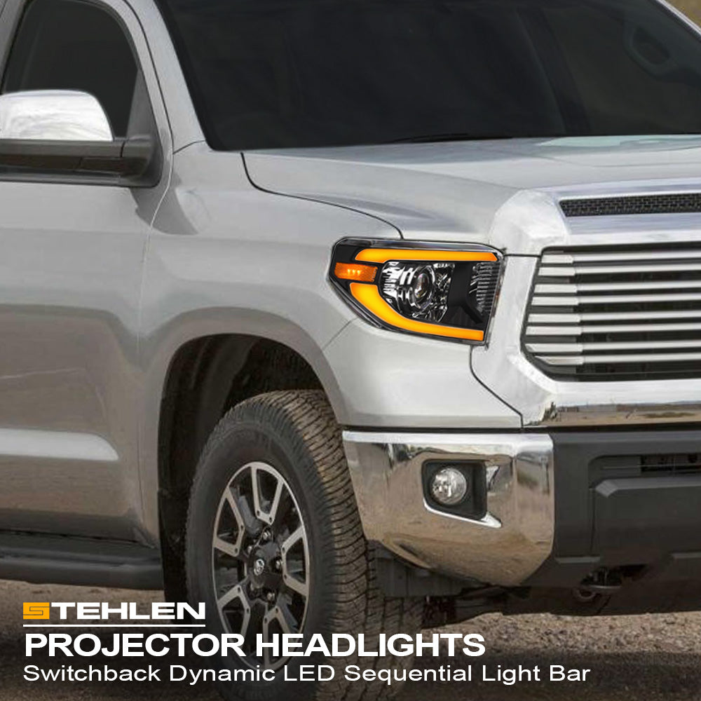 2014-2021 Toyota Tundra Projector Headlights Sequential LED - Black