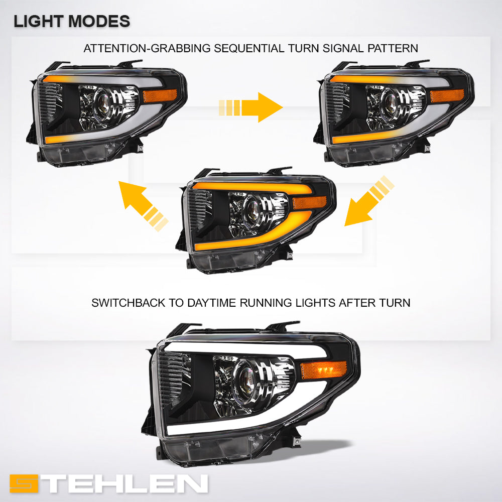 2014-2021 Toyota Tundra Projector Headlights Sequential LED - Black